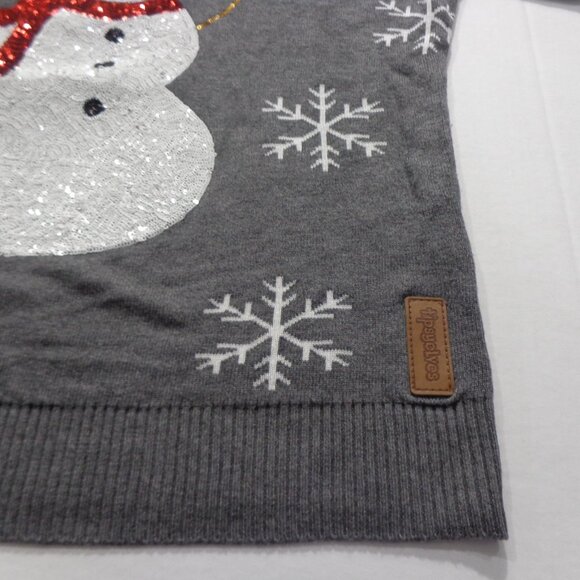 Tipsy Elves Women’s Sequined Snow Day Sweater Ugly Christmas Gray Snowman Size M - Picture 5 of 6